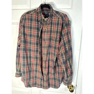 Saddlebred Mens Plaid Flannel Button Up‎ Shirt Long Sleeve Large L